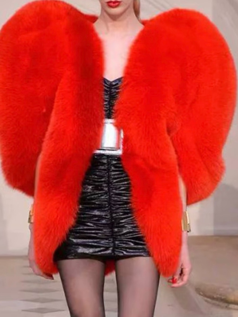 Red Heart Shaped Coat - Women's Jacket